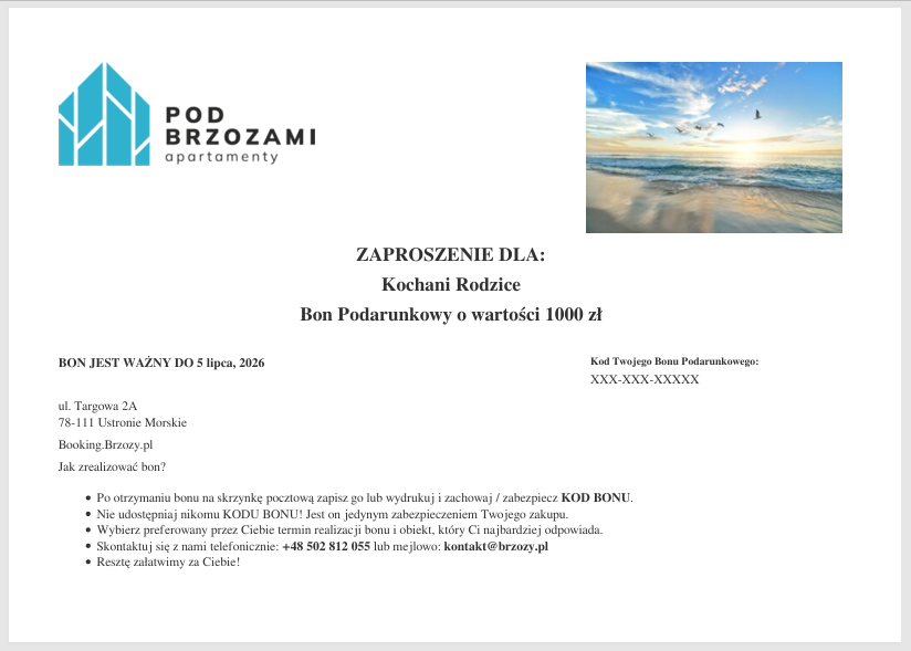 bon podarunkowy - podglad